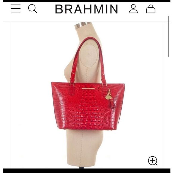 Vintage red brahmin Asher tote bag/purse pocketbook melbourne/asher - Picture 2 of 13